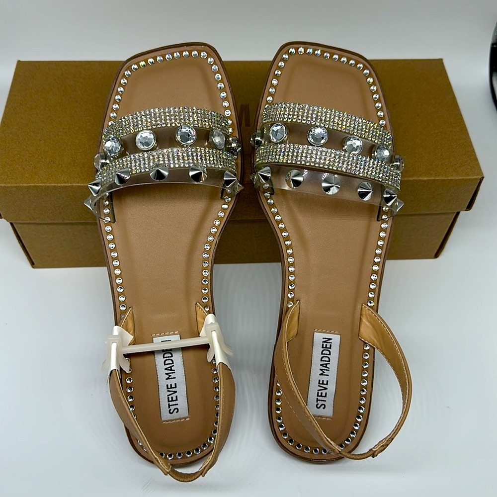 ✨NEW✨NIB✨ Steve Madden Rhinestone Spiked Studded Sandals - Size 8